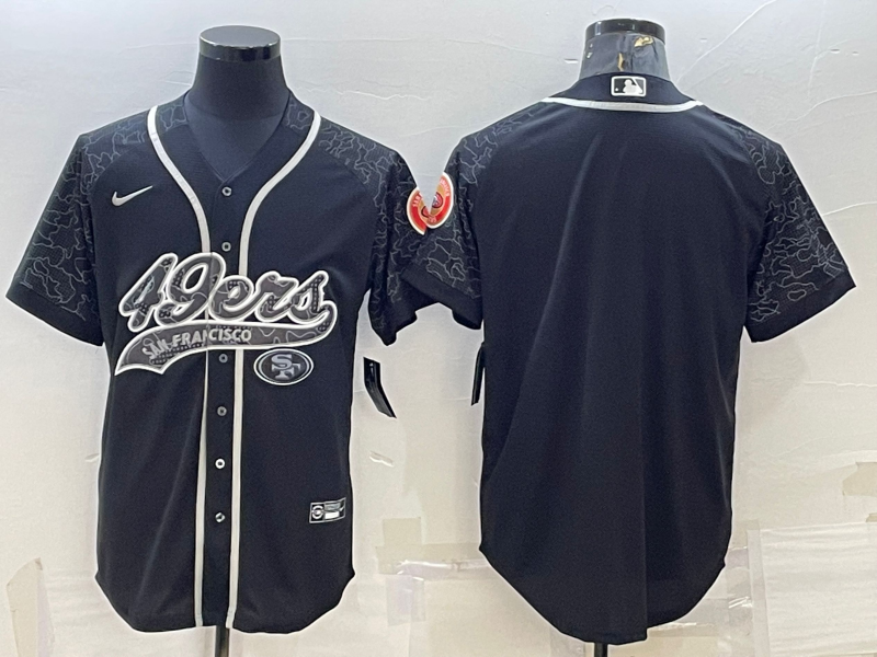 Men's Black San Francisco 49ers Blank Reflective With Patch Cool Base Stitched Baseball Jersey